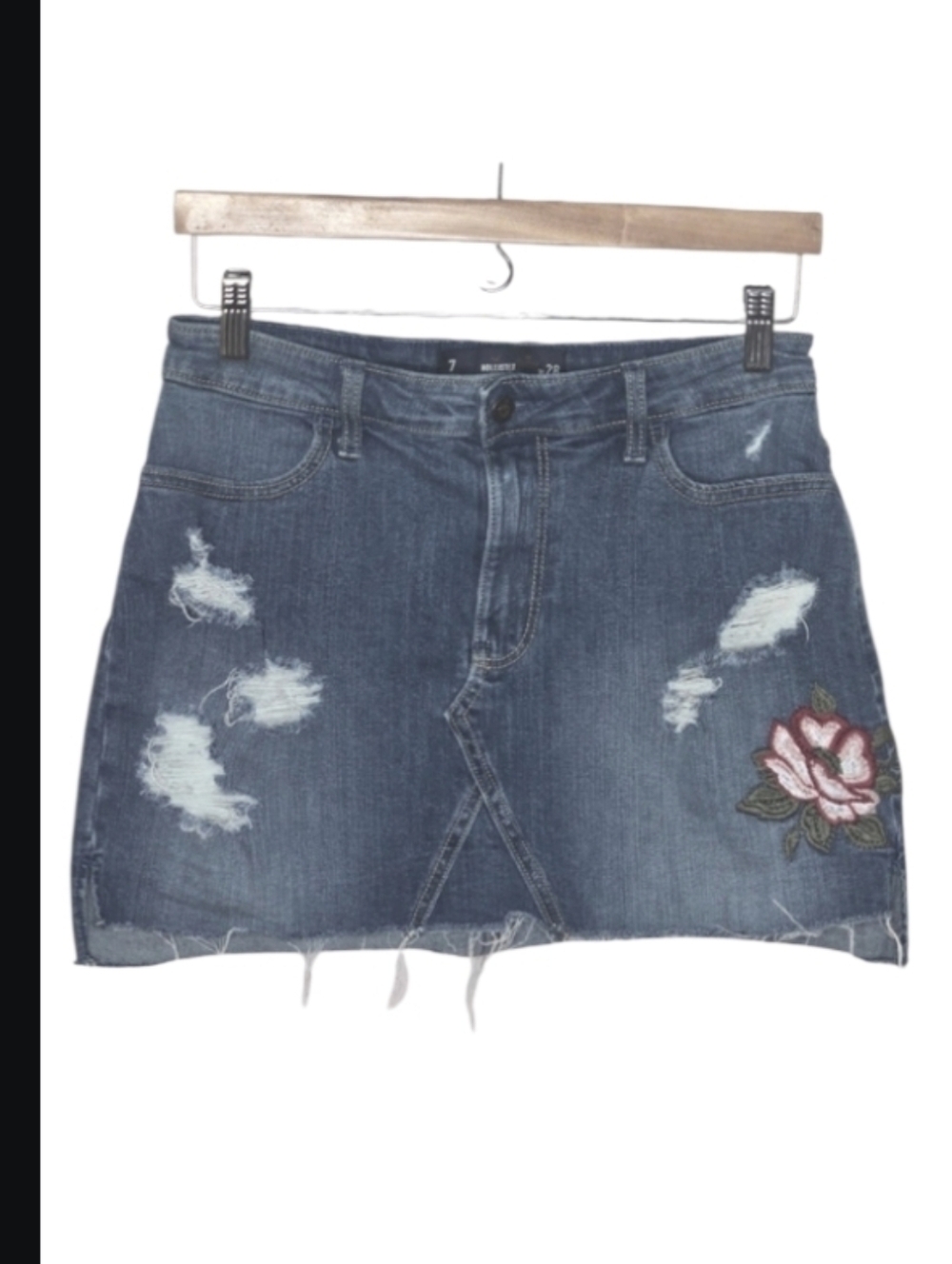 Hollister Y2K Distressed Floral Patch Mini Skirt